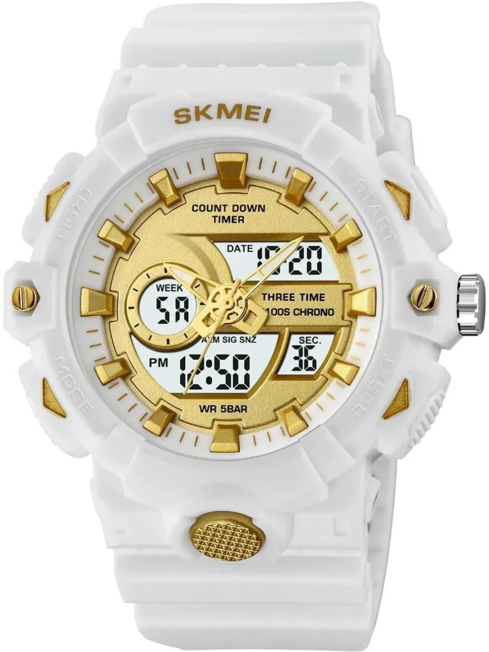 Men's White Analog Quartz Electronic Military Multifunction LED Digital Watch